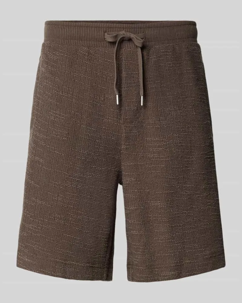 Marc O'Polo Relaxed Fit Sweatshorts aus Baumwoll-Mix Dunkelbraun