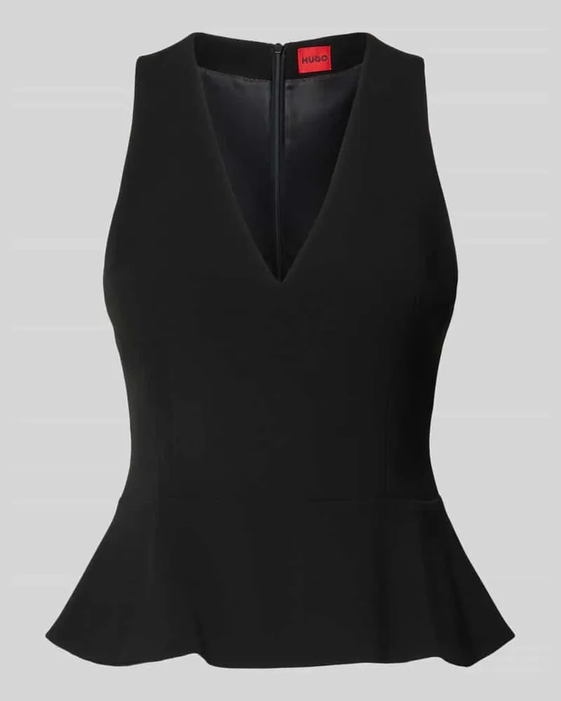 HUGO BOSS Slim Fit Blusentop mit Schößchen Black