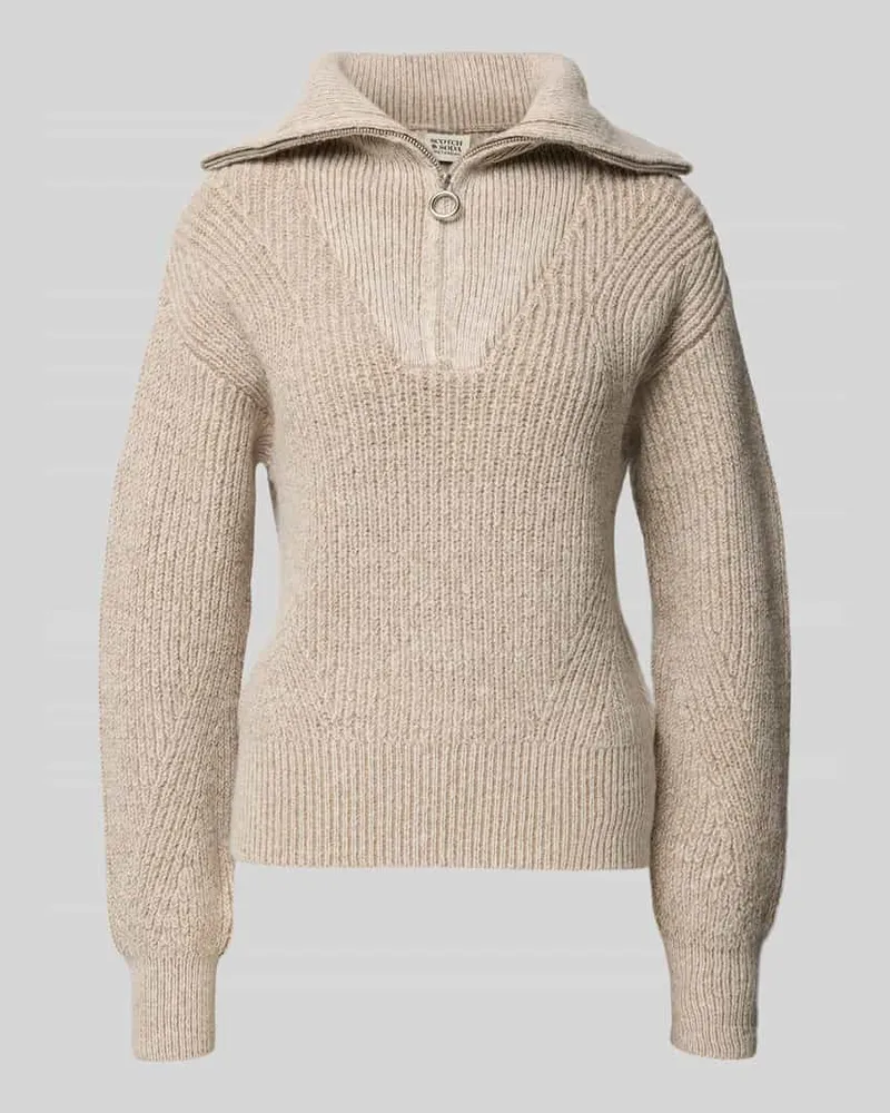 Scotch&Soda Strickpullover mit Troyer-Kragen Taupe