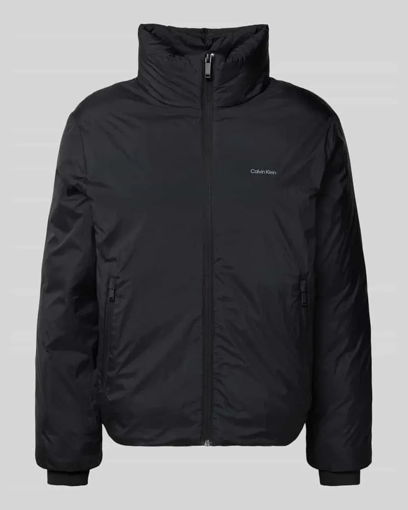 Calvin Klein Jacke mit Stehkragen und Logo-Print Black