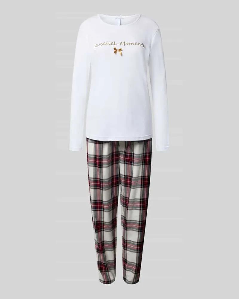 Louis & Louisa Loose Fit Pyjama mit Statement-Stitching Modell 'Kuschelmomente Weiss