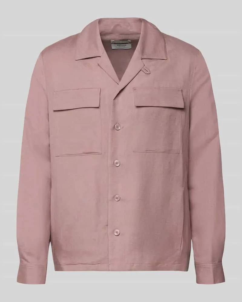 Antony Morato Regular Fit Hemdjacke aus Leinen-Viskose-Mix Rostrot