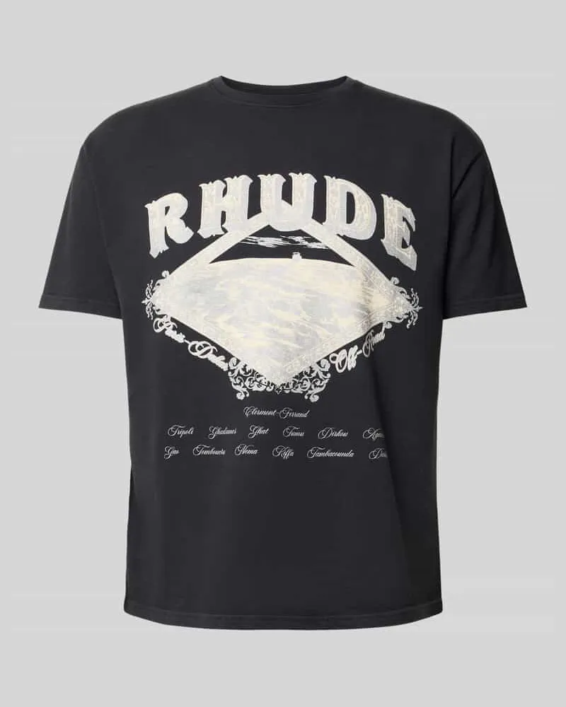 RHUDE T-Shirt mit großem Frontprint Black