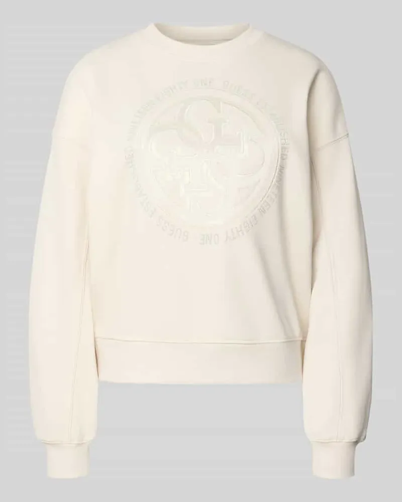 Guess Sweatshirt mit Logo und Rundhalsausschnitt Ecru