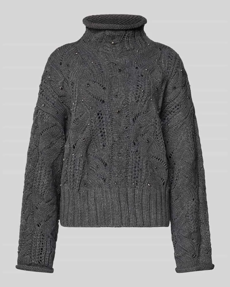 Liu Jo Strickpullover mit Lochmuster Mittelgrau