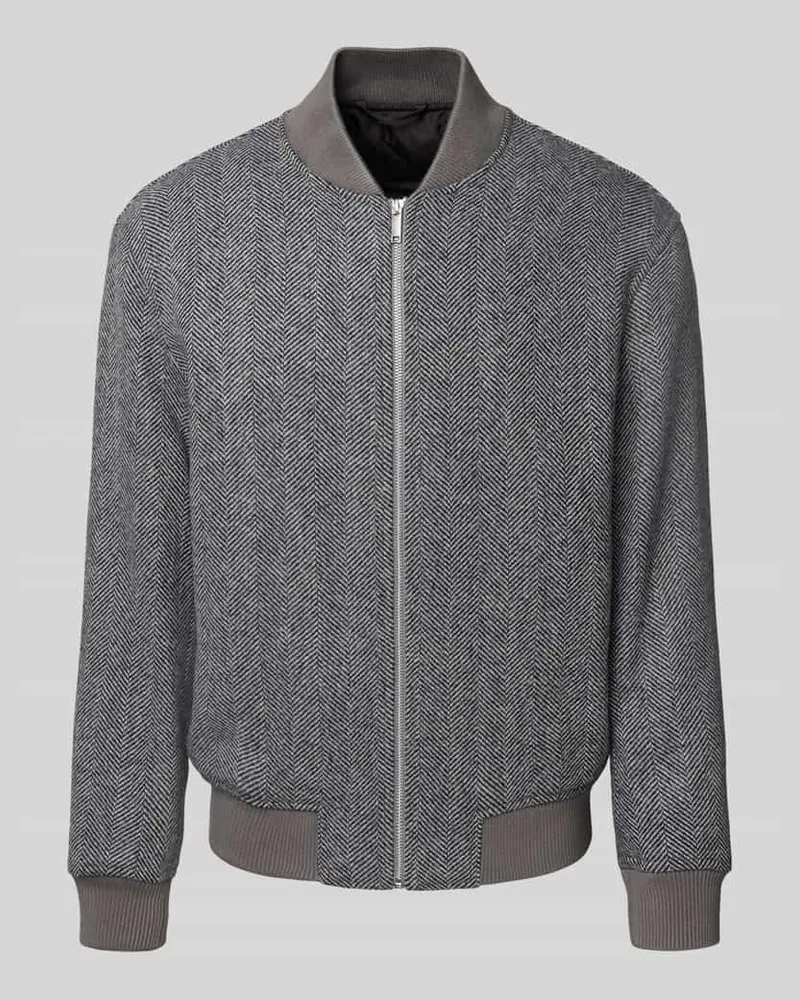 Selected Homme Regular Fit Bomberjacke aus Woll-Mix Modell 'JENS Mittelgrau