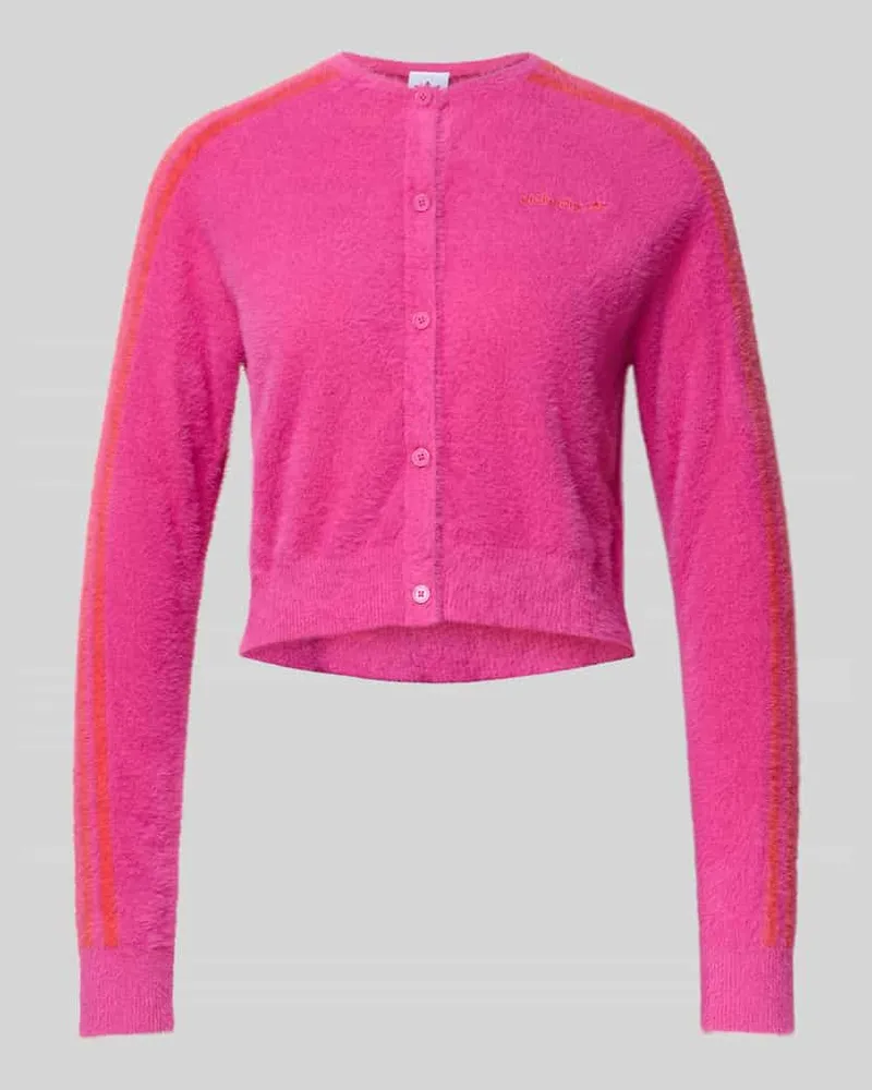 adidas Strickjacke mit labeltypischen Kontraststreifen Modell 'Fluffy Pink
