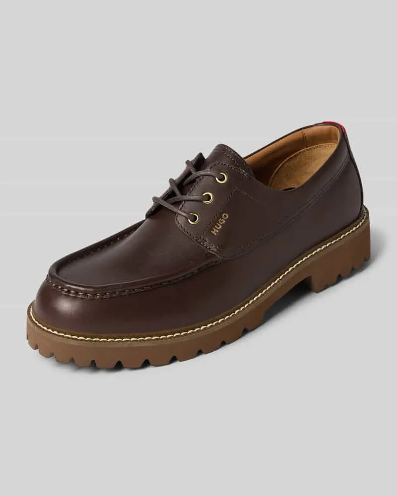 HUGO BOSS Schnürschuhe aus echtem Leder Modell 'Draven_derb_pley_BP Dunkelbraun