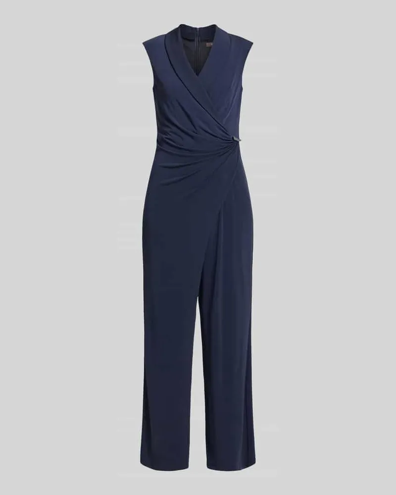 Vera Mont Jumpsuit in Wickel-Optik mit Schalkragen Dunkelblau