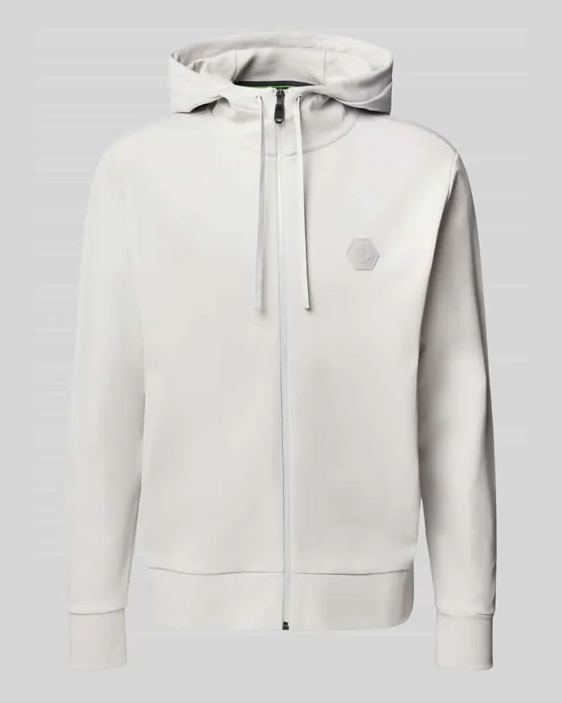 HUGO BOSS Regular Fit Sweatjacke aus Baumwoll-Mix Hellgrau