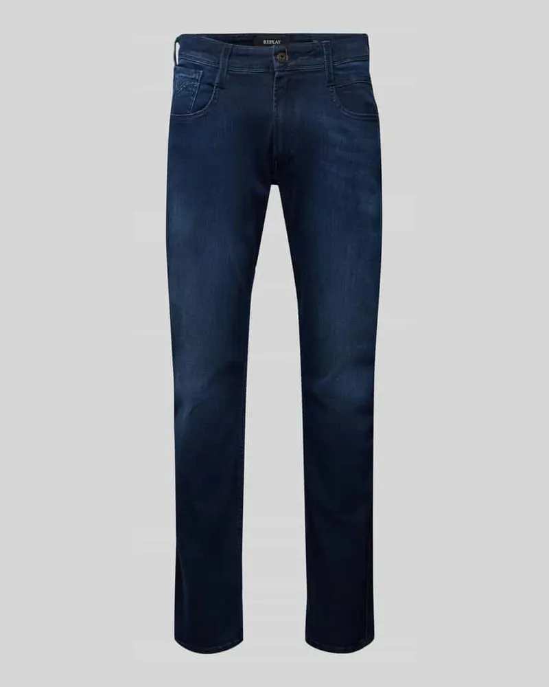 Replay Slim Fit Jeans im 5-Pocket-Design Modell 'ANBASS Jeansblau