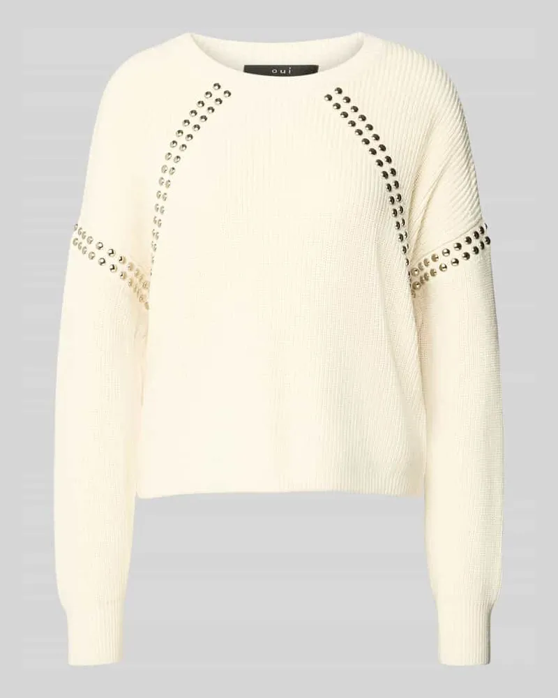 Oui  Strickpullover mit Nieten Offwhite