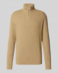 Lindbergh Strickpullover mit Troyer-Kragen Beige