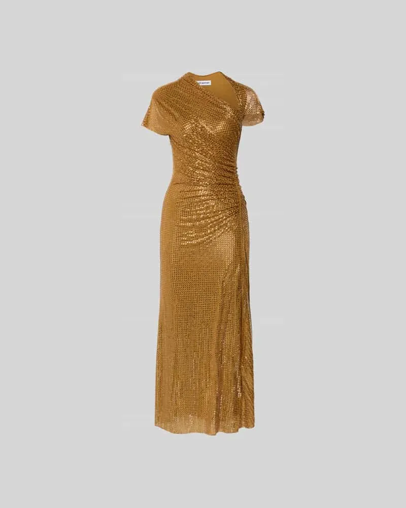 Self-Portrait Maxikleid mit Allover-Ziersteinbesatz Gold