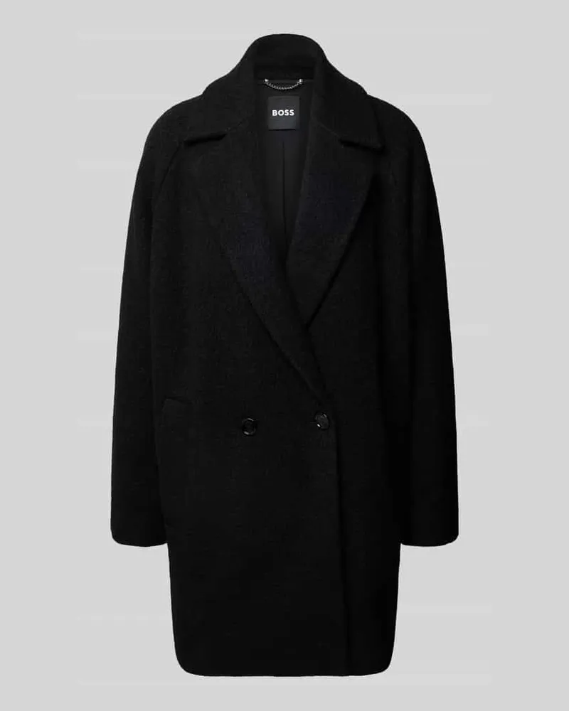 HUGO BOSS Wollmantel mit Reverskragen Modell 'CALODINO2 Black