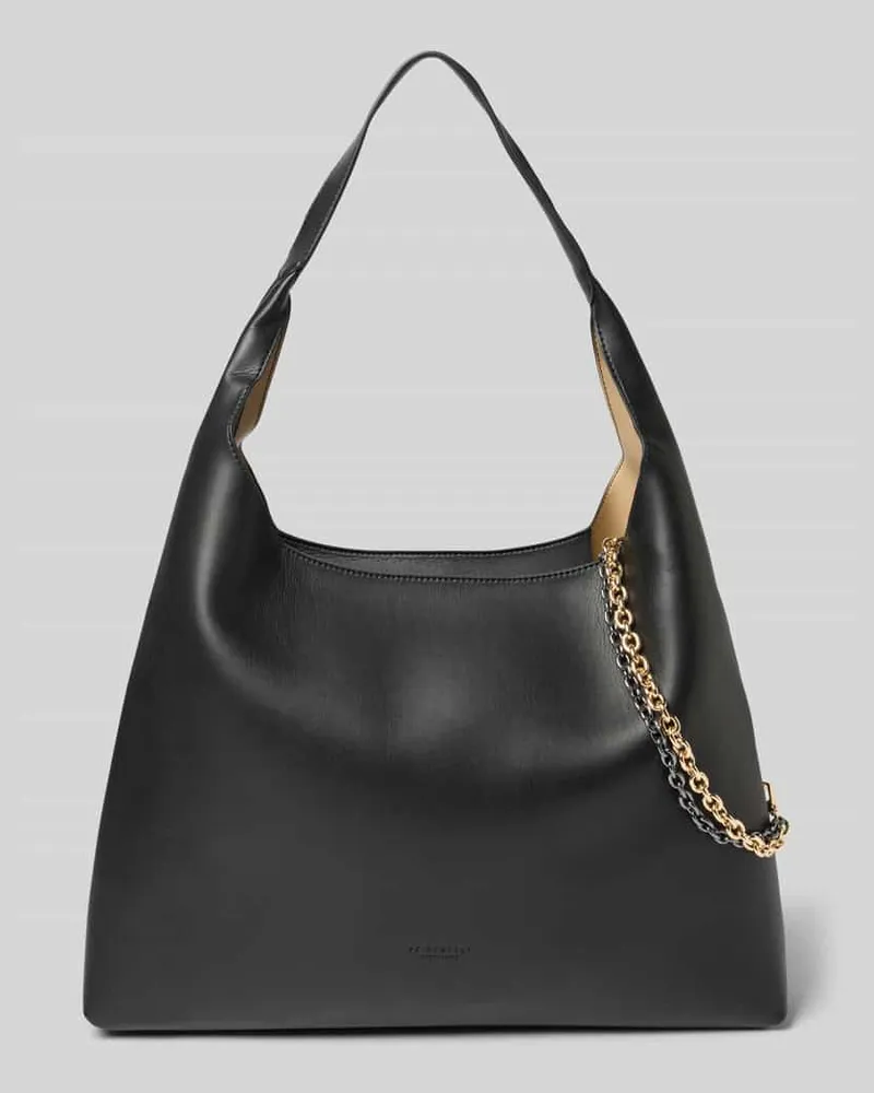 SEIDENFELT Handtasche mit Label-Detail Modell 'LAINIO Black