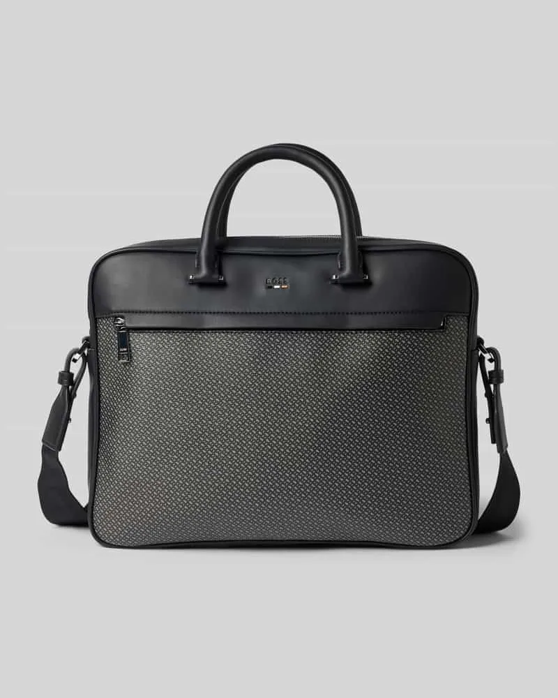 HUGO BOSS Laptoptasche mit Monogramm Muster Modell 'RAY_MN_S Black