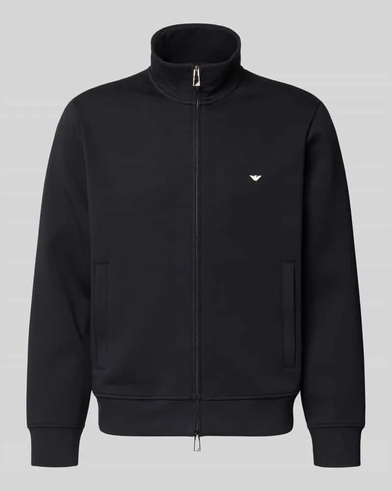 Emporio Armani Regular Fit Sweatjacke mit Logo-Stitching Marine