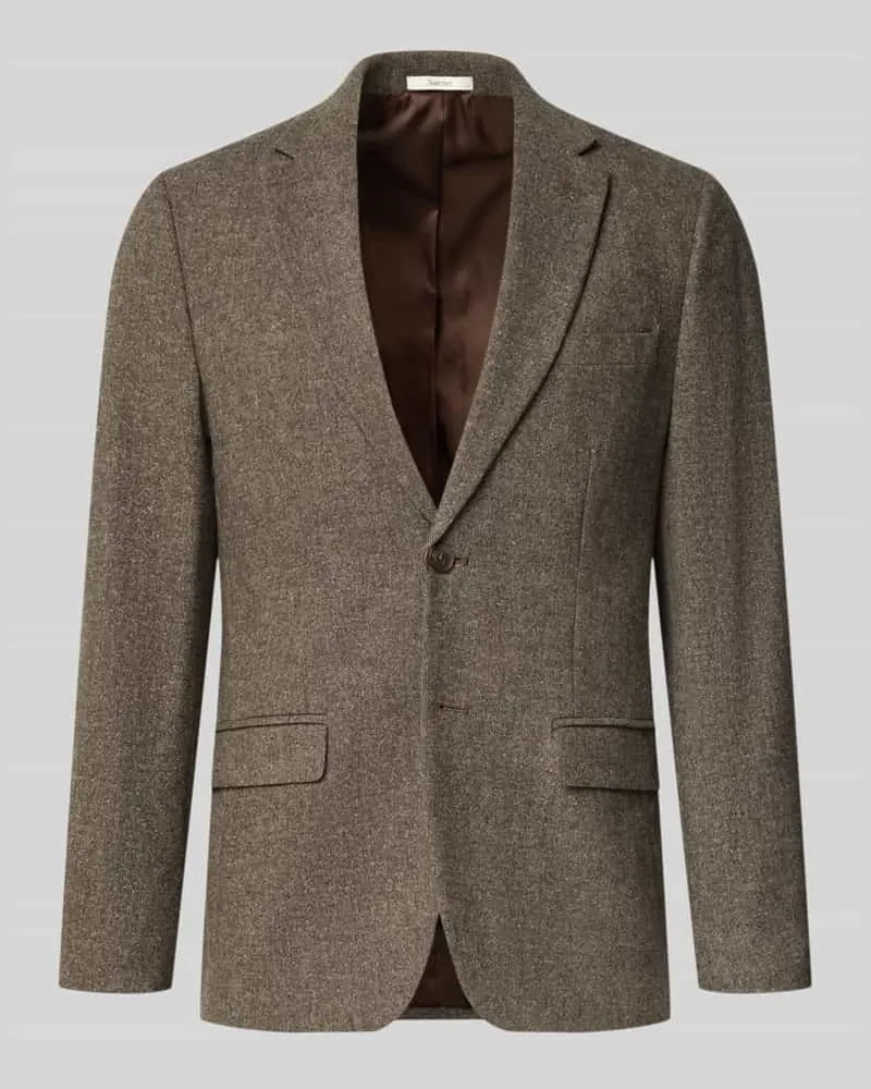 Selected Slim Fit Sakko mit Pattentaschen aus Wolle Hellbraun