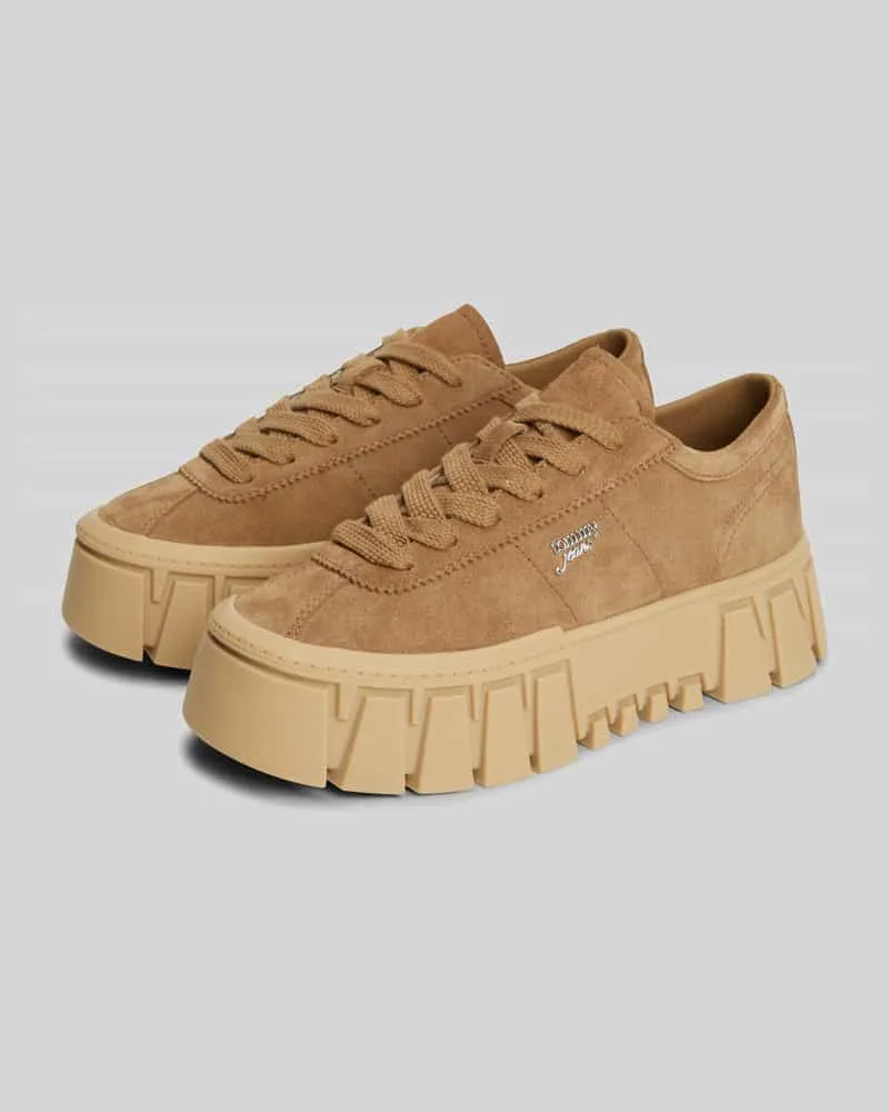 Tommy Hilfiger Sneaker aus Veloursleder mit Plateausohle Camel