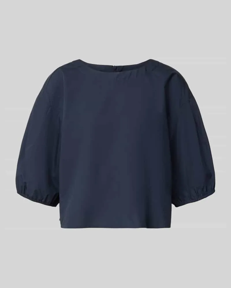 Emporio Armani Bluse mit Ballonärmeln und Rundhalsausschnitt Blau