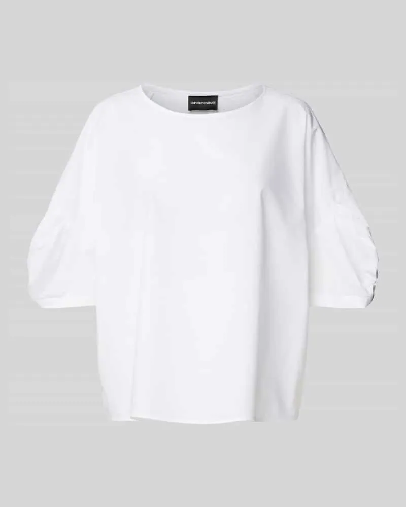 Emporio Armani Relaxed Fit Blusenshirt mit 3/4-Arm Weiss