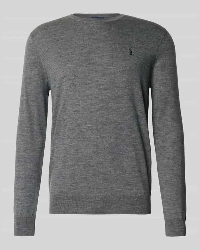 Ralph Lauren Strickpullover mit Label-Stitching Hellgrau