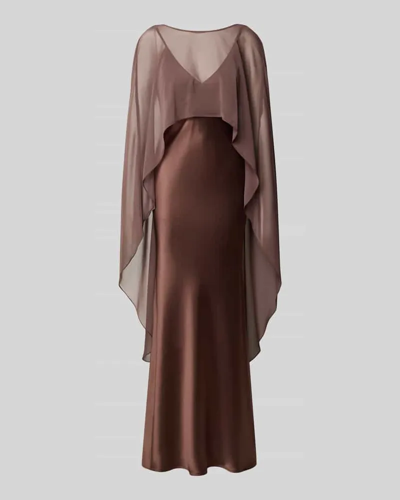 Swing Maxikleid aus Satin Dunkelbraun