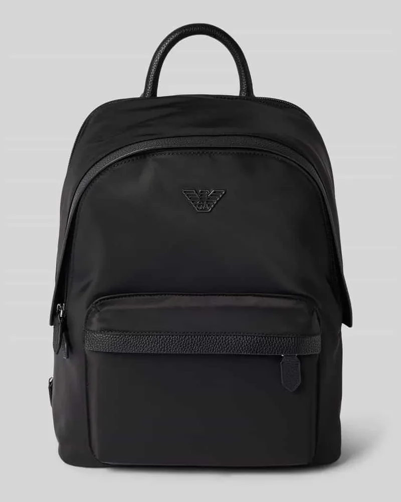 Emporio Armani Rucksack mit Label-Applikation Black