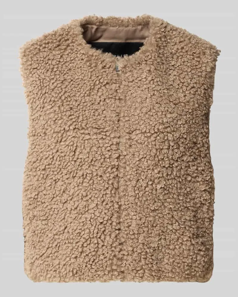 OPUS Relaxed Fit Weste mit Teddystruktur Modell 'Wikara Taupe
