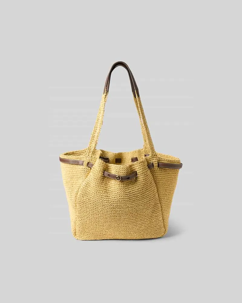 Tory Burch Bucket Bag aus Bast Beige