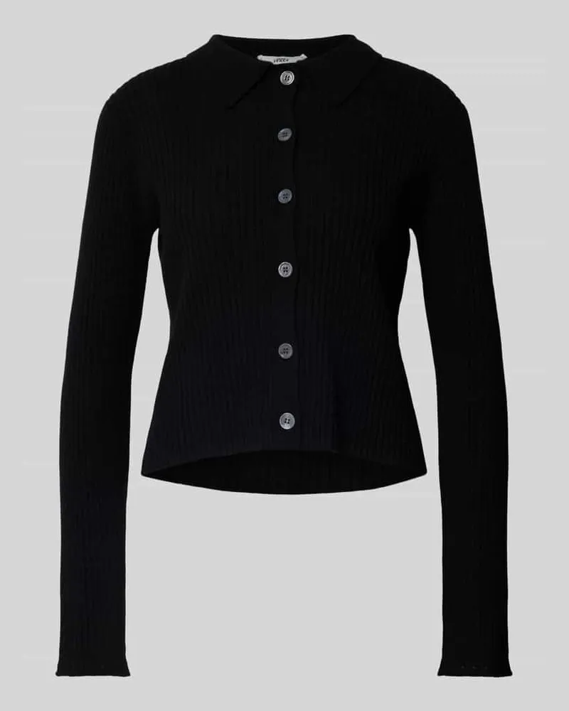 0039 Italy Strickjacke mit Rippenstruktur Modell 'MATILDA Black