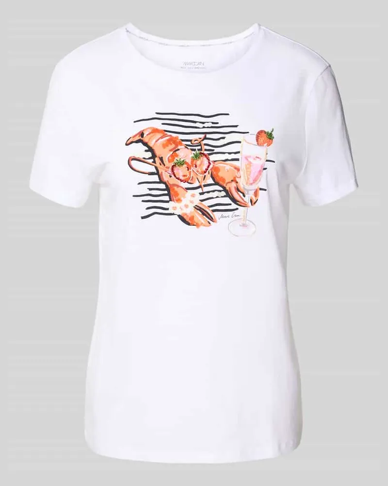 Marc Cain T-Shirt mit Motiv-Print Weiss