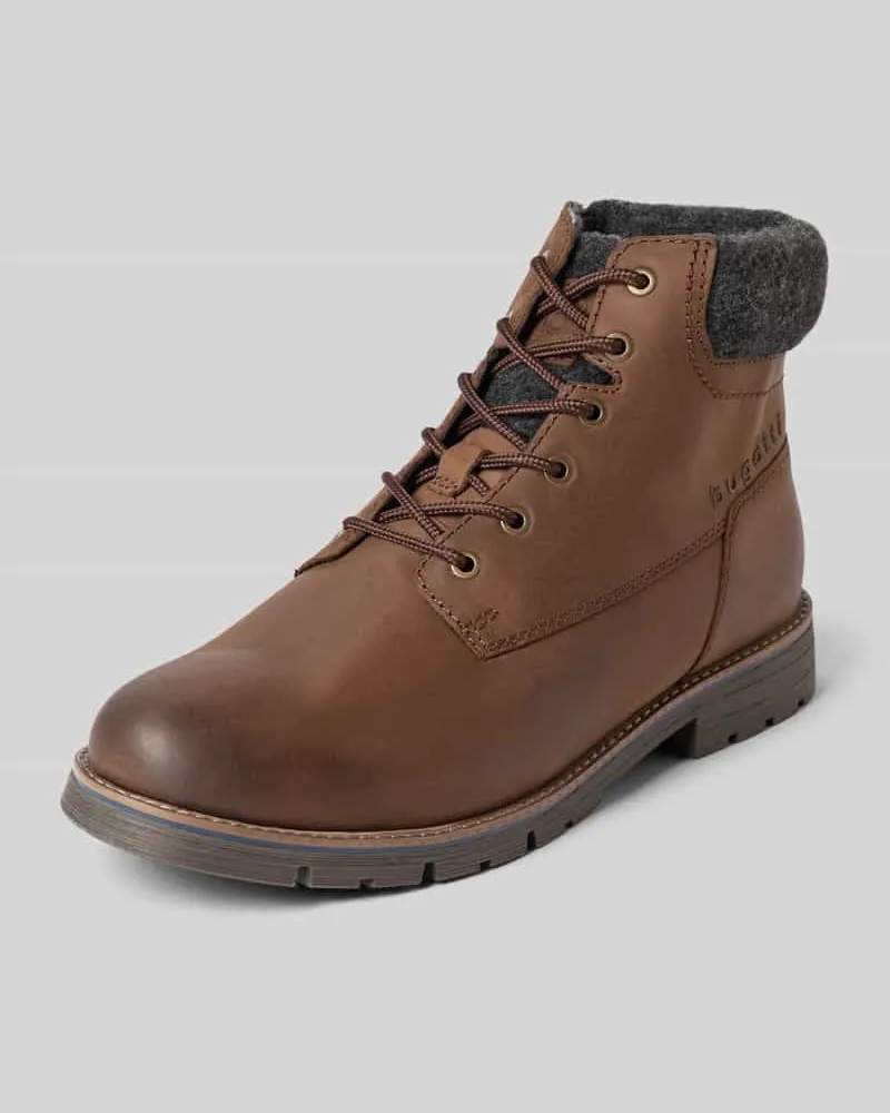 Bugatti Boots aus Leder-Textil-Mix mit Reißverschluss Modell 'Jobar Dunkelbraun