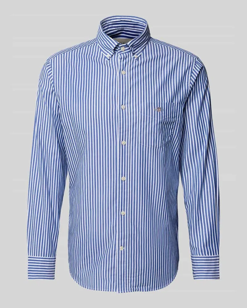 Gant Regular Fit Freizeithemd mit Streifenmuster Modell 'POPLIN Blau
