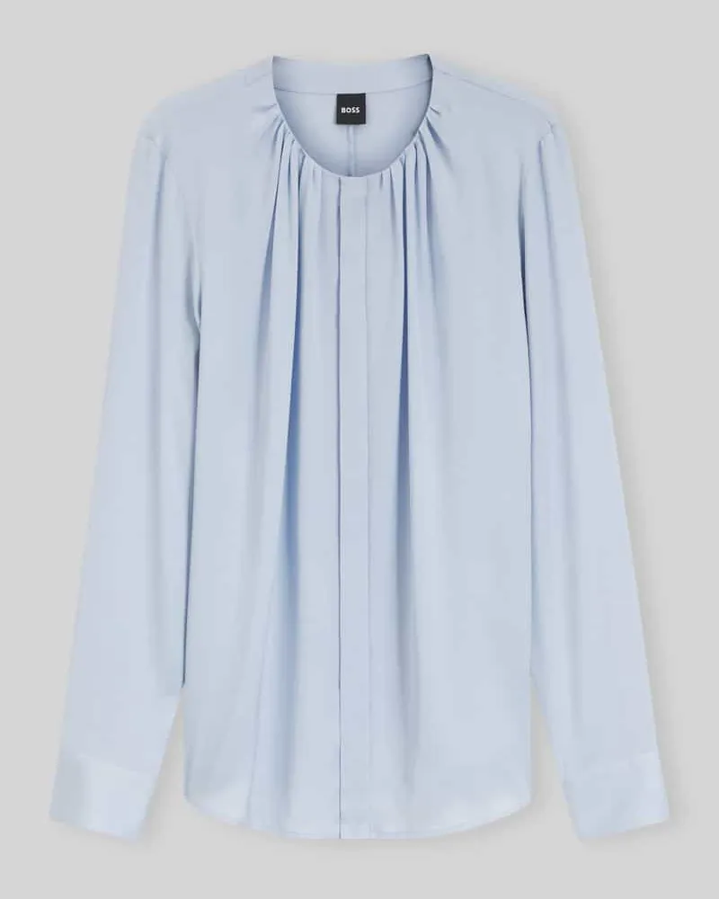 HUGO BOSS Seidenbluse mit Faltenlegung Hellblau