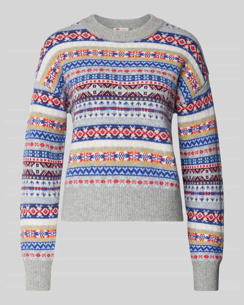 Levi's Strickpullover aus Woll-Mix mit Rundhalsausschnitt Mittelgrau