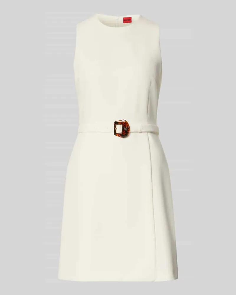HUGO BOSS Schmales Etuikleid mit Gürtel Modell 'KIDENNA Offwhite
