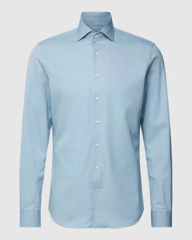 Profuomo Slim Fit Business-Hemd mit Kentkragen Jeansblau