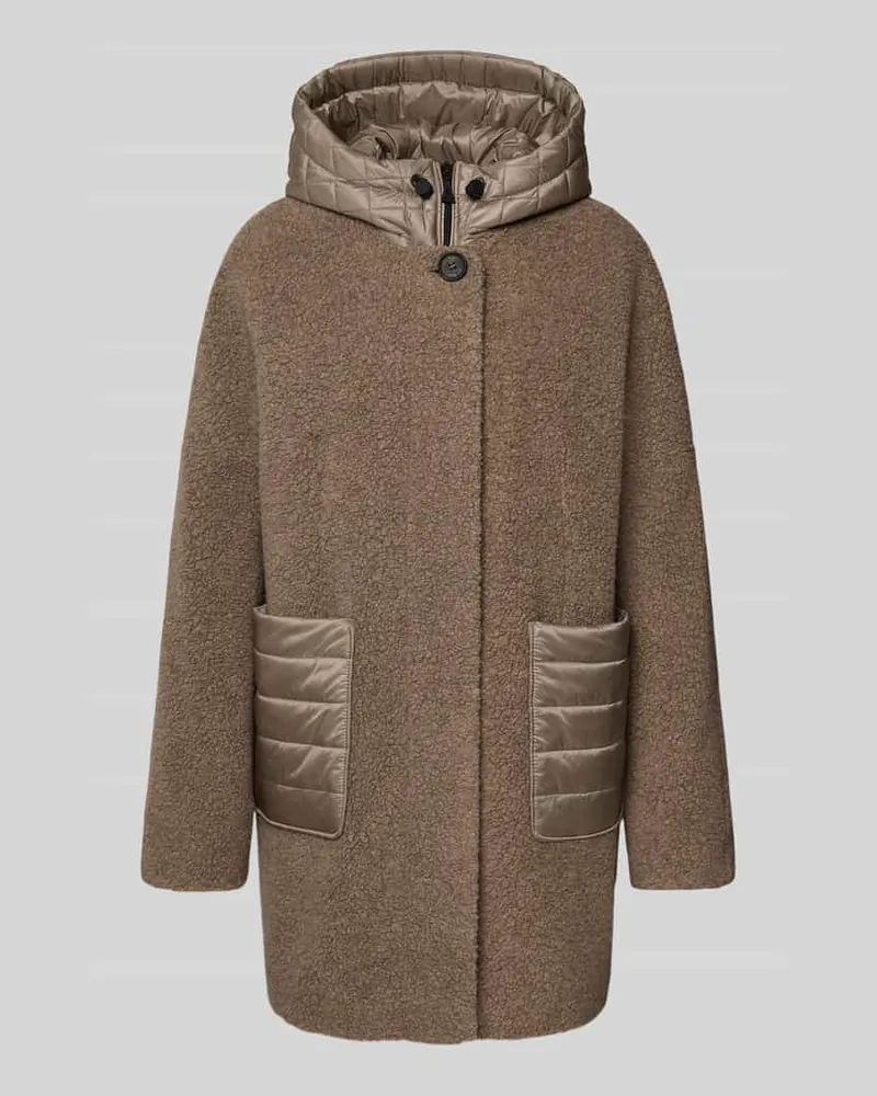 Gil Bret Jacke aus Woll-Mix mit Kapuze und aufgesetzten Taschen Beige