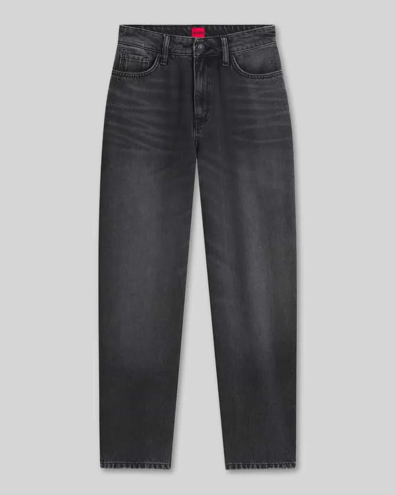 HUGO BOSS Barrel Fit Jeans aus reiner Baumwolle Dunkelgrau