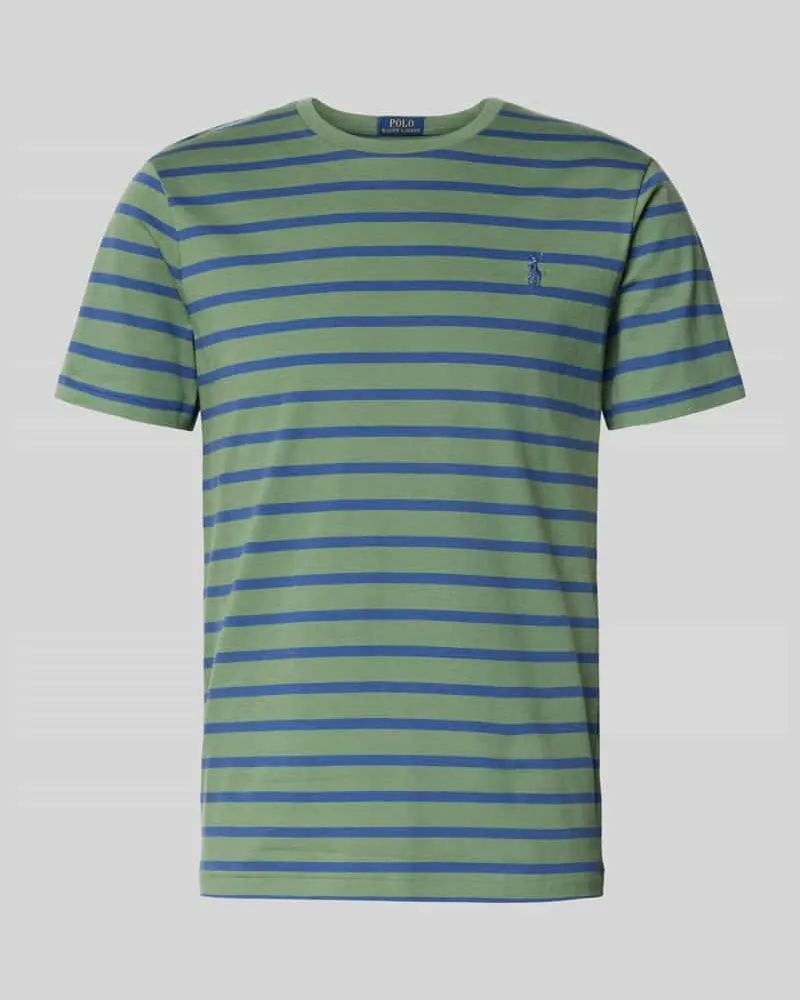 Ralph Lauren Custom Slim Fit T-Shirt mit Label-Stitching Dunkelgruen