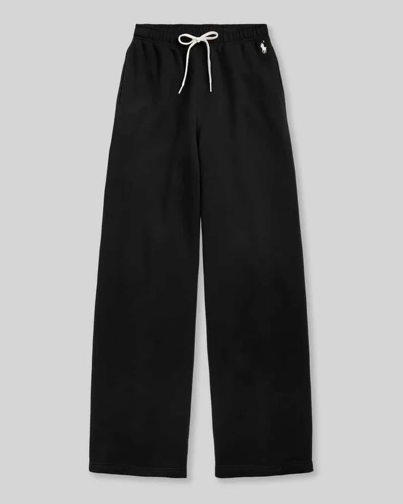 Ralph Lauren Wide Leg Sweathose aus Baumwoll-Mix mit Logo-Stitching Black