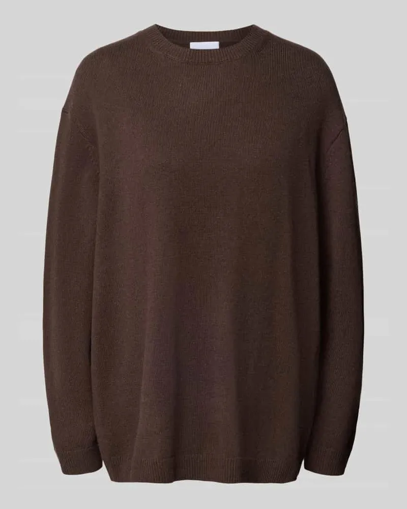 COMMA Strickpullover aus Woll-Mix mit Rundhalsausschnitt Dunkelbraun
