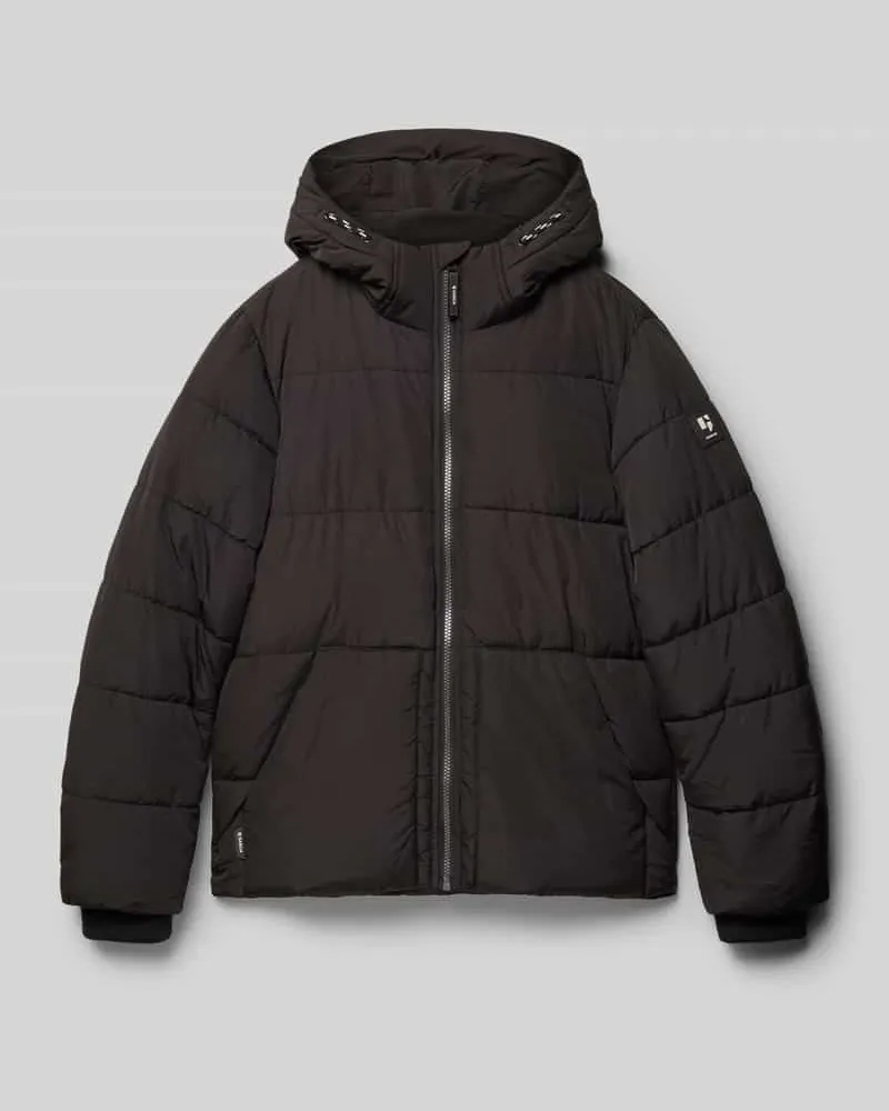Garcia Jeanswear Regular Fit Winterjacke in Stepp-Optik mit Logo-Patch Black