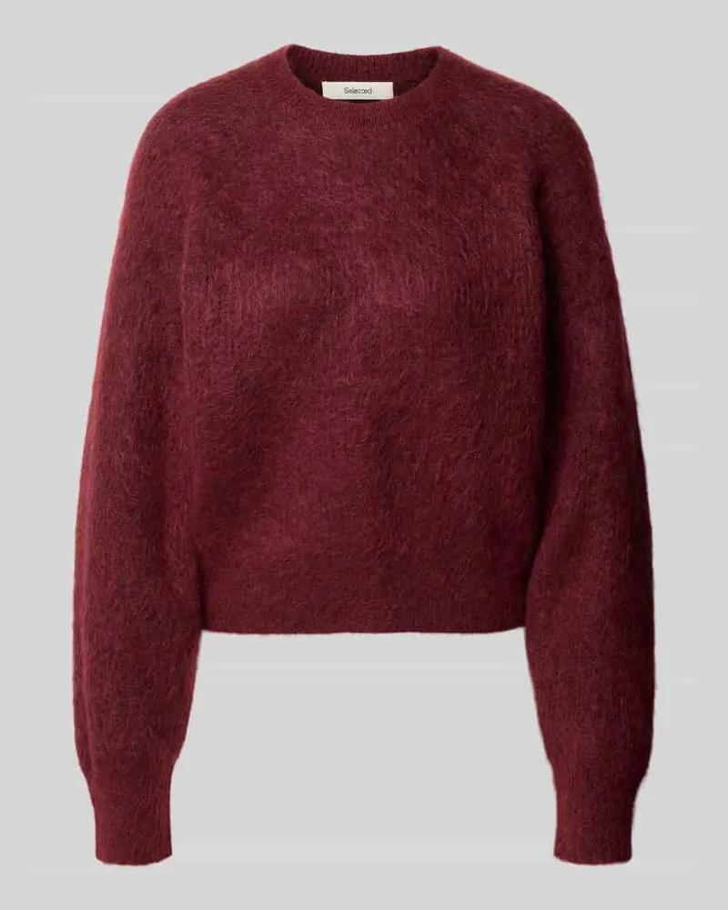 Selected Pullover aus Mohair mit überschnittenen Schultern Bordeaux