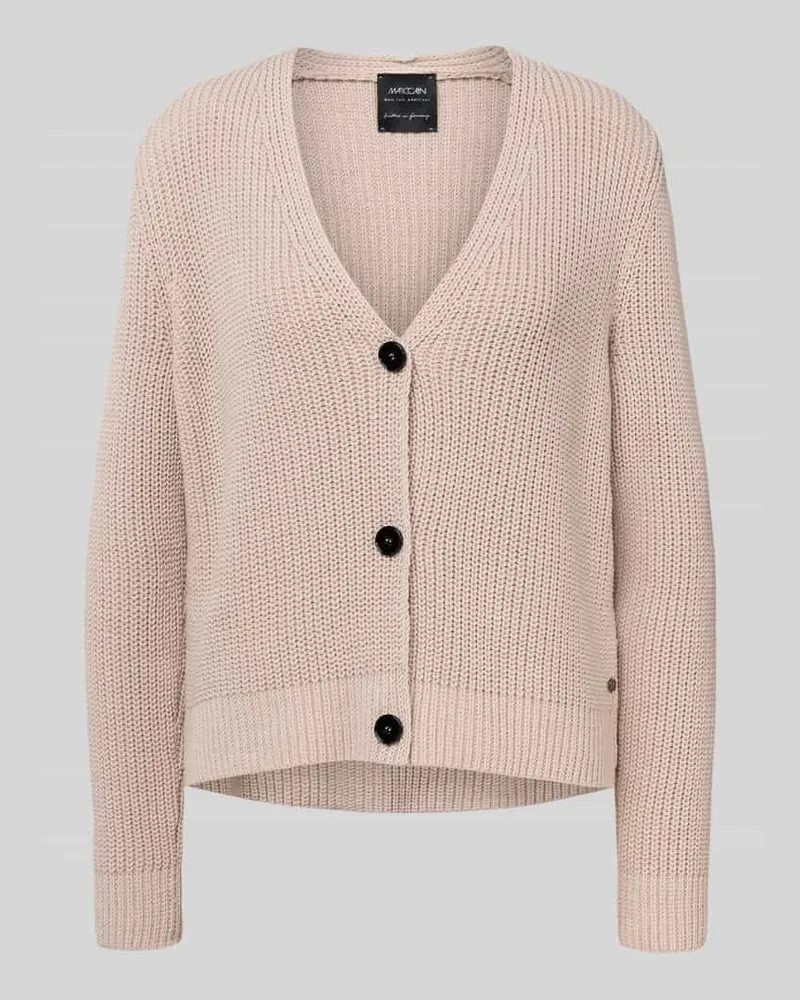 Marc Cain Regular Fit Strickjacke mit v-Ausschnitt Kitt