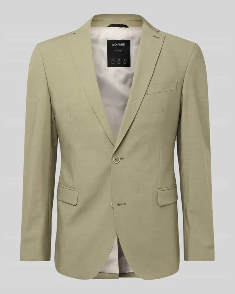 S.Oliver Slim Fit Anzugsakko aus meliertem Stretch Hellgruen