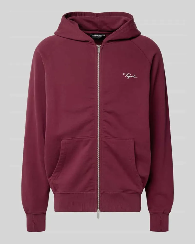 PEGADOR Sweatjacke mit Logo-Stitching Modell 'Terry Bordeaux