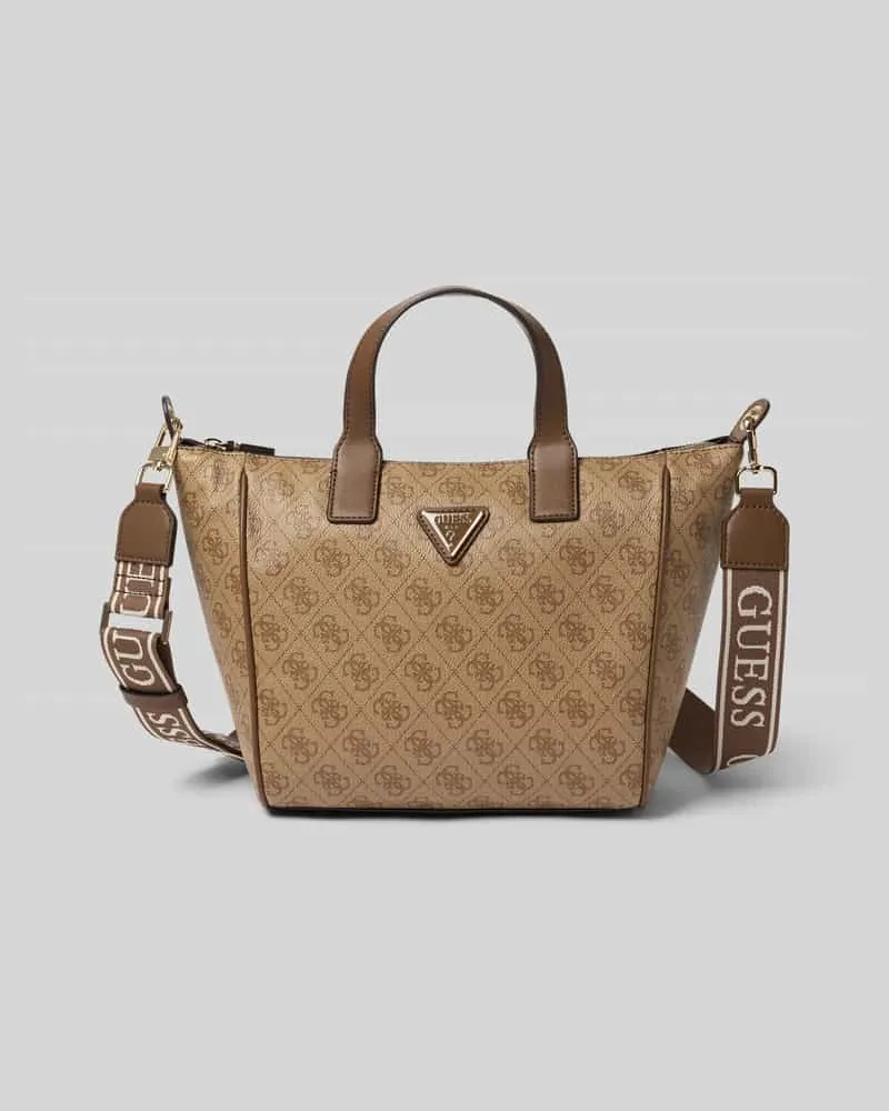 Guess Tote Bag mit Allover-Logo-Print Modell 'Follie Hellbraun
